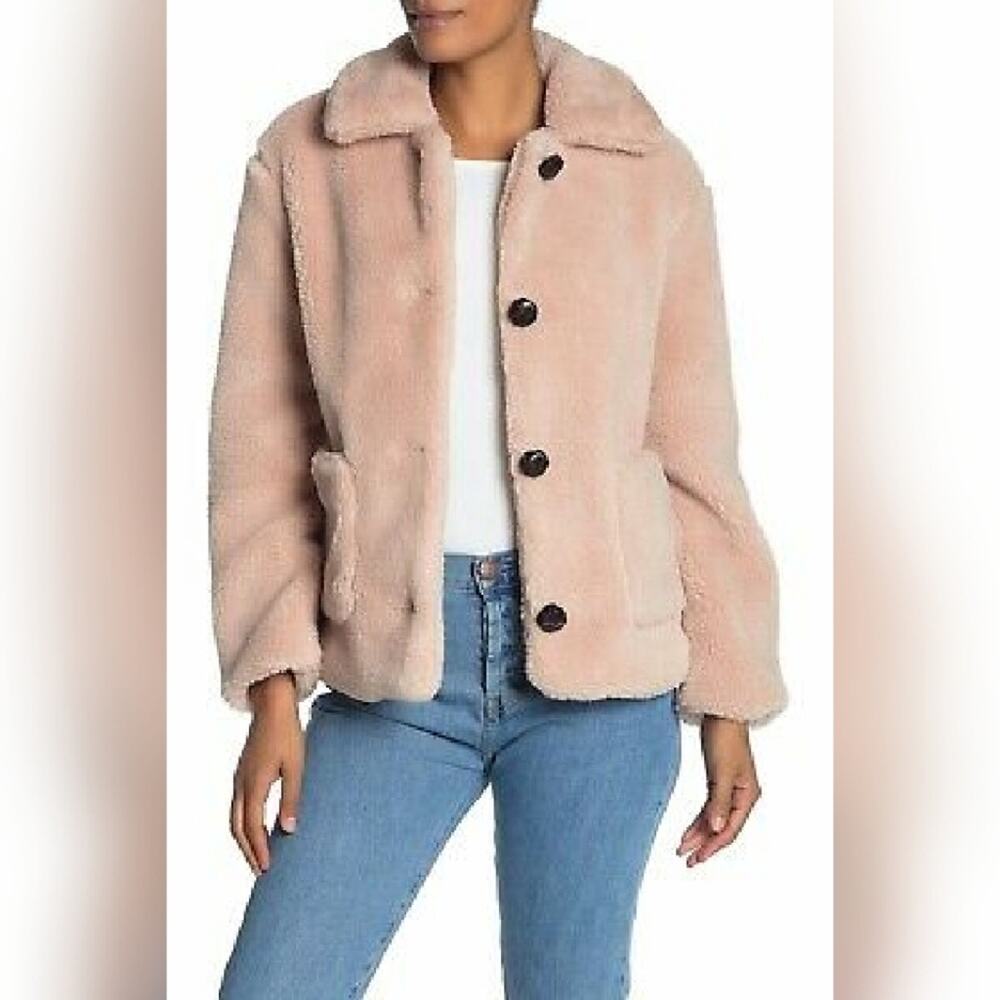 Philosophy Pale Pink Teddy Bear Sherpa Coat SZ S